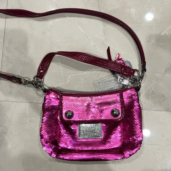 Coach | Bags | Coach Poppy Pink Sequin Crossbody Pursebag With